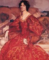 George Lambert - Sybil Walker in Red and Gold Dress